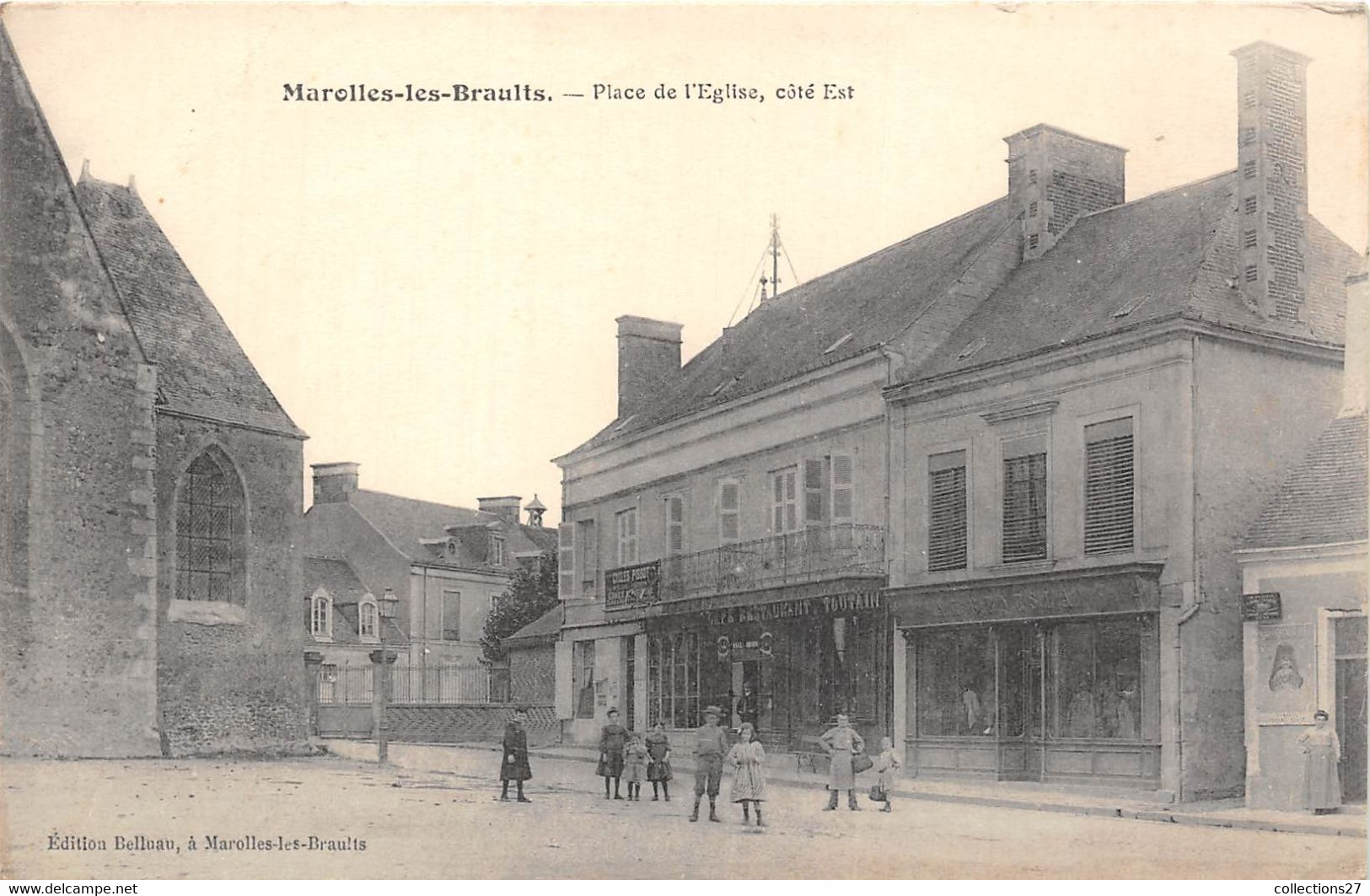 72-MAROLLES-LES-BRAULTS- PLACE DE L'EGLISE CÔTE EST - Marolles