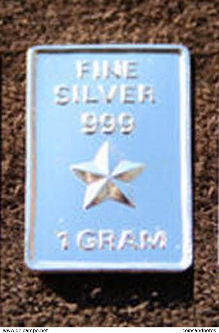 1 Gr .999 Zilver Baartje/Silver Bar 'Five Pointed Star - 3D' - UNC - Collezioni