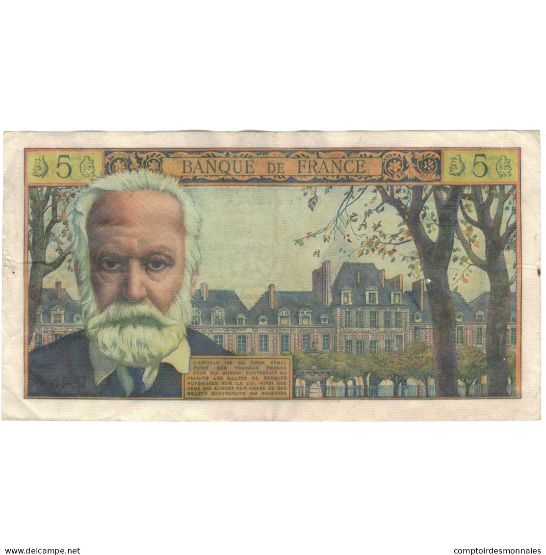 France, 5 Nouveaux Francs, Victor Hugo, 1961, 1961-02-02, TTB, Fayette:56.6 - 5 NF 1959-1965 ''Victor Hugo''