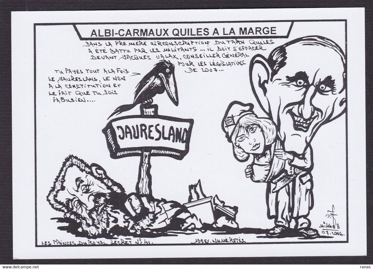 CPM ALBI Satirique Caricature Tirage 100 Exemplaires Numérotés Signés Par JIHEL Jaurès Quilès - Albi