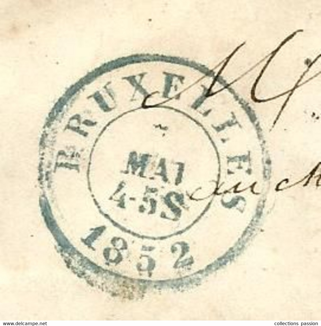 Lettre, BRUXELLES ,1852 ,4 Scans , PARIS , FONTENAY LE COMTE 79 , VALENCIENNES - Otros & Sin Clasificación