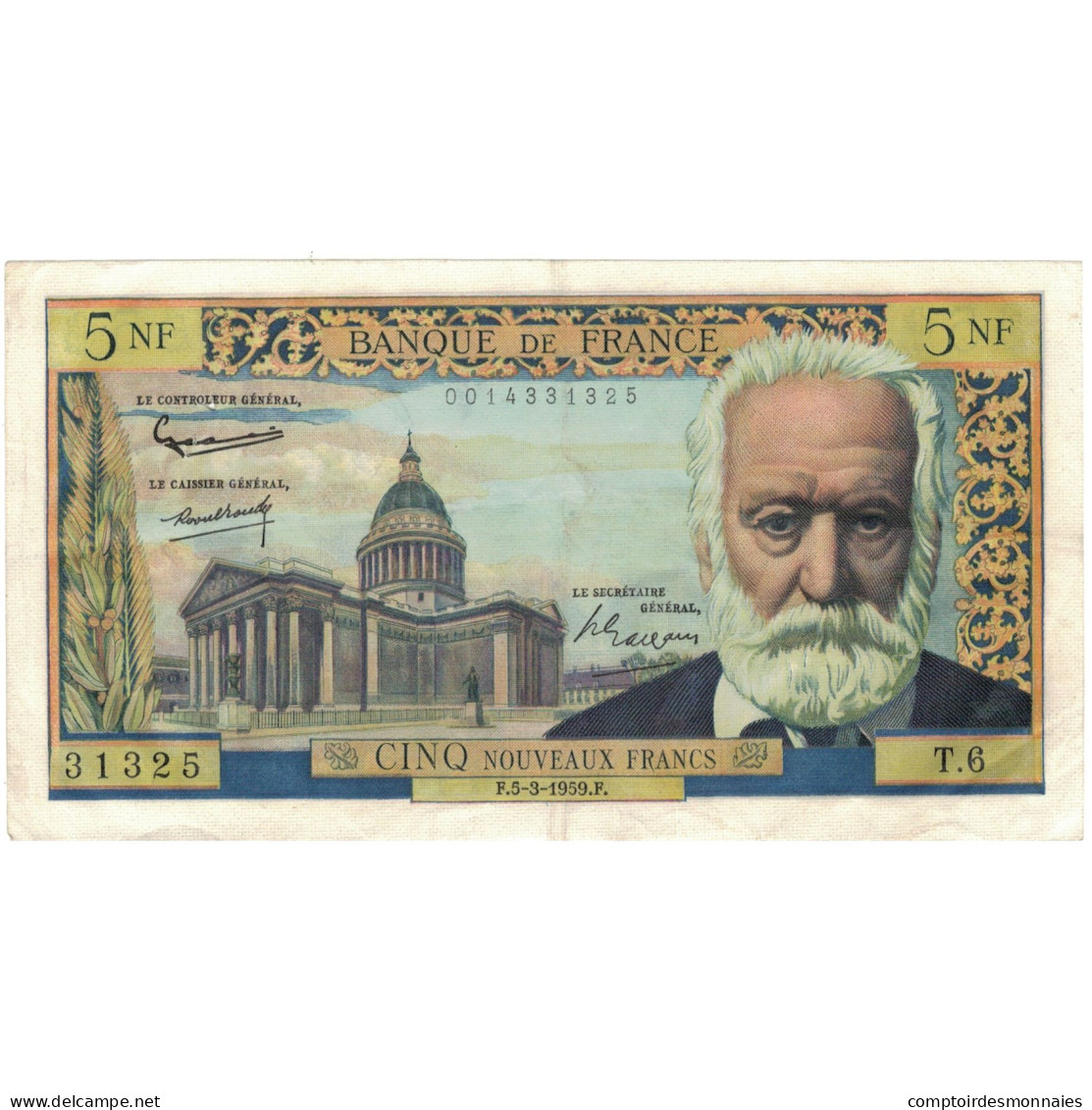 France, 5 Nouveaux Francs, 1959, 1959-03-05, TTB+, Fayette:56.01, KM:141a - 5 NF 1959-1965 ''Victor Hugo''
