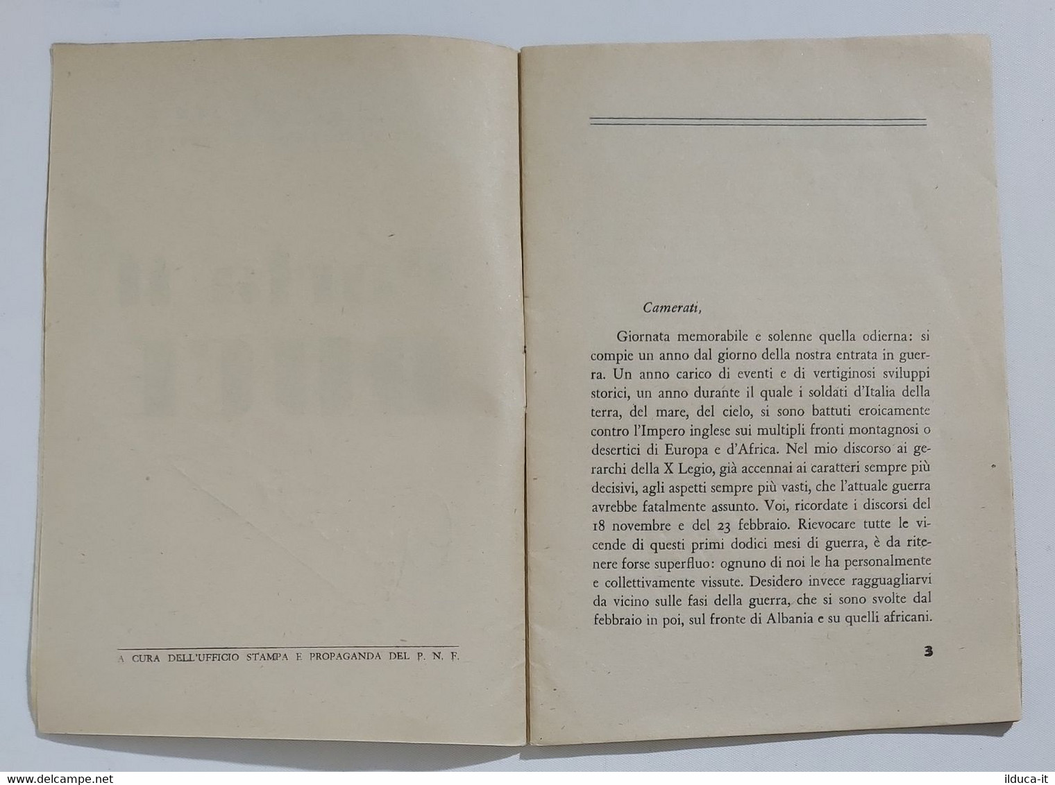 03968 86crt/ - Parla Il Duce - Primo Annuale Intervento - 1941 - Italiano