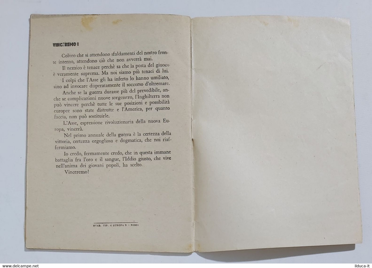 03968 86crt/ - Parla Il Duce - Primo Annuale Intervento - 1941 - Italian