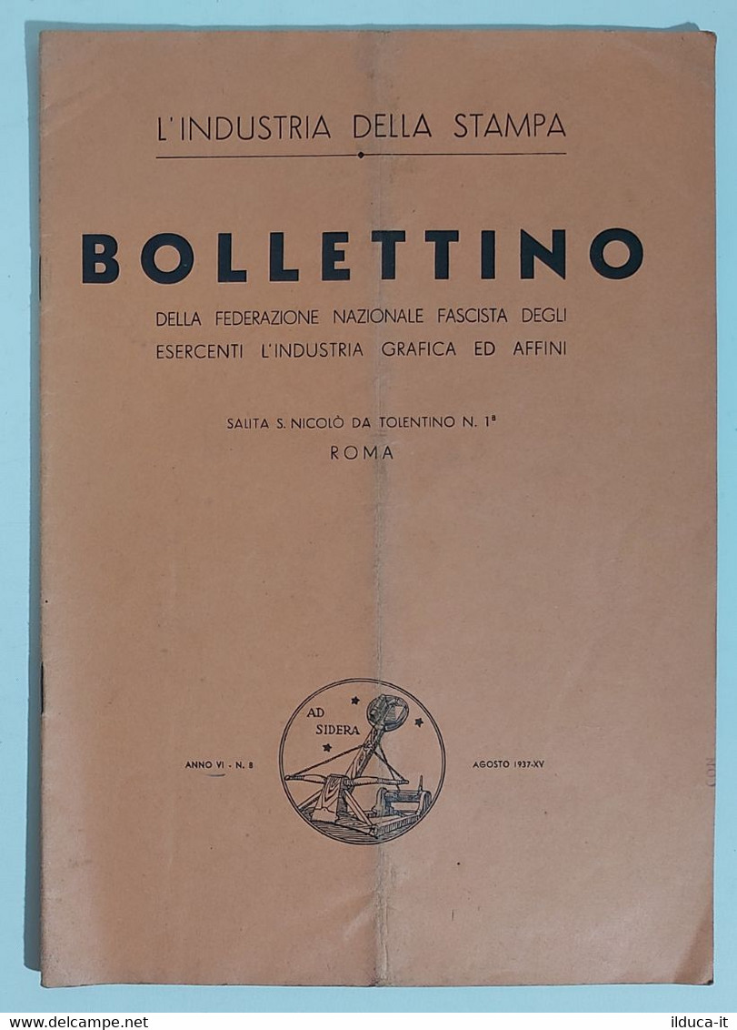 36066 Bollettino Federazione Fascista Esercenti Industria Grafica - 1937 - Italian