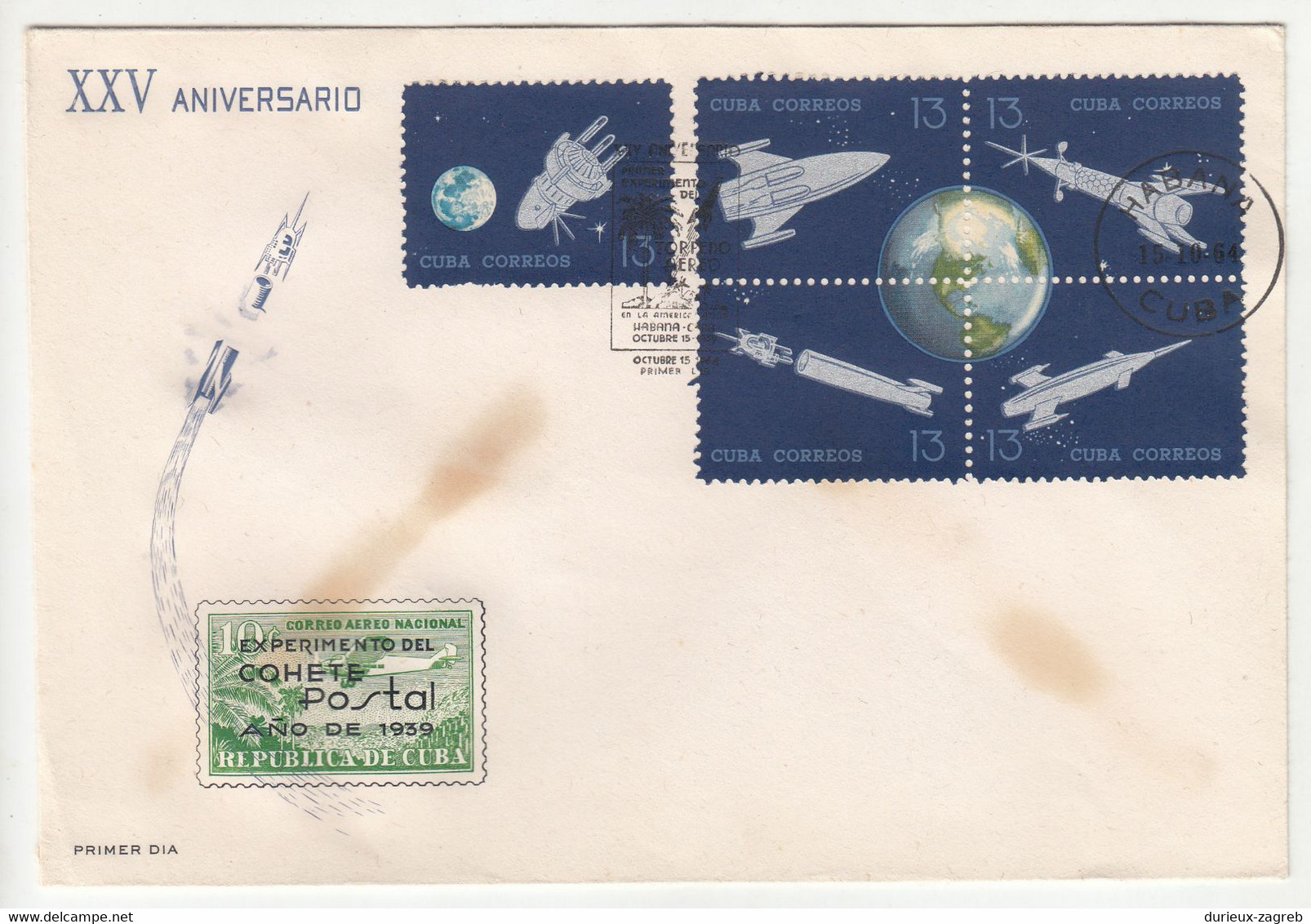 Cuba, 25th Anniversary Of Cuban Postal Rocket Experiment Two FDC's 1964 B211001 - Sud America