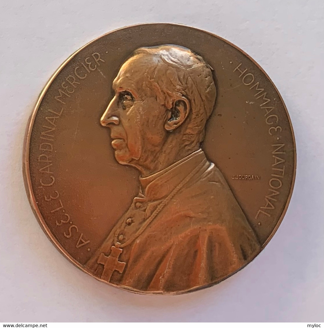 Médaille Bronze. Cardinal Mercier. Hommage National. Patriotisme - Endurance. J. Jourdain - Professionnels / De Société