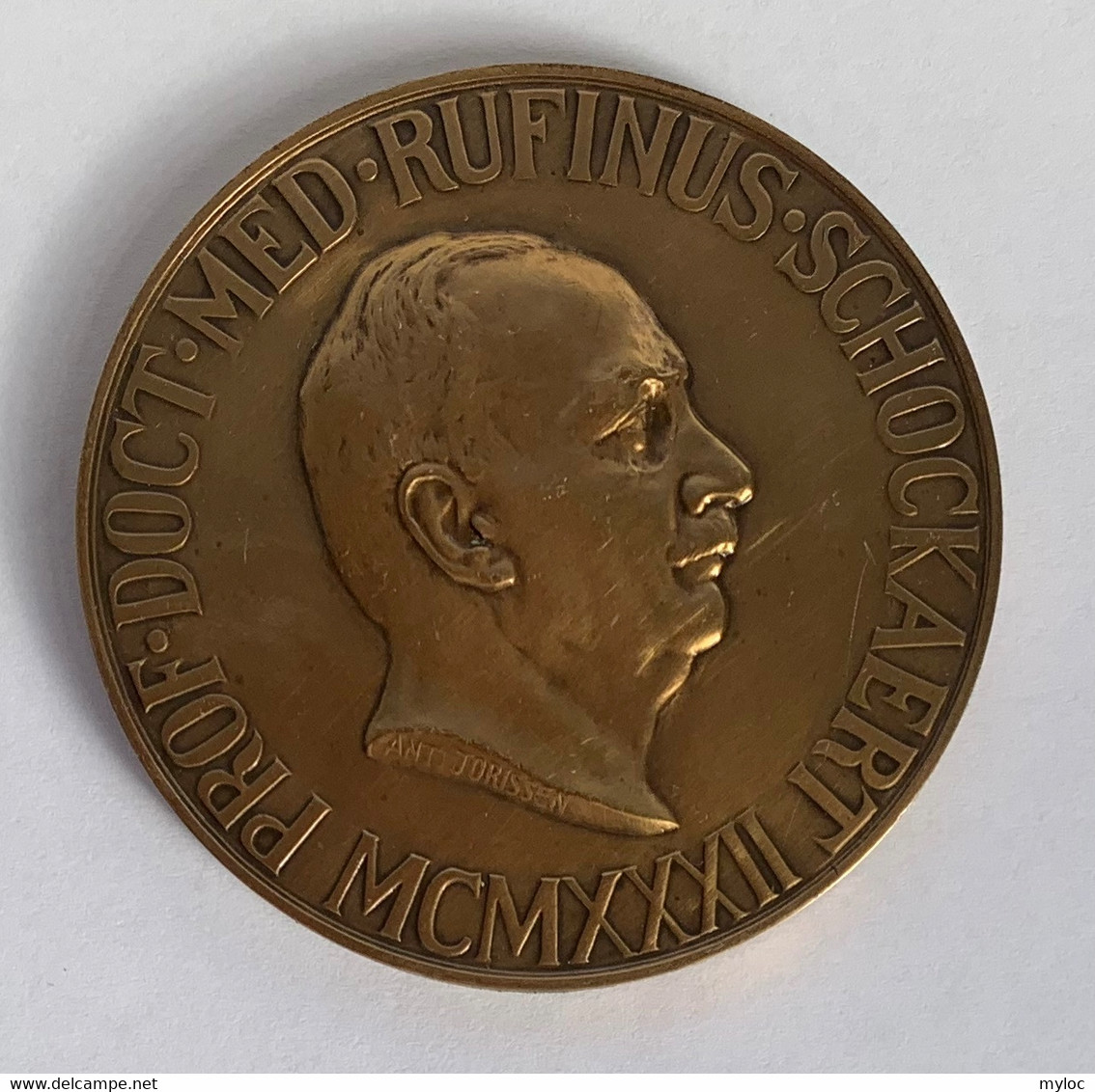 Médaille Bronze. Prof. Doct. Med. Rufinus Schockaert. A. Jorissen - Professionnels / De Société