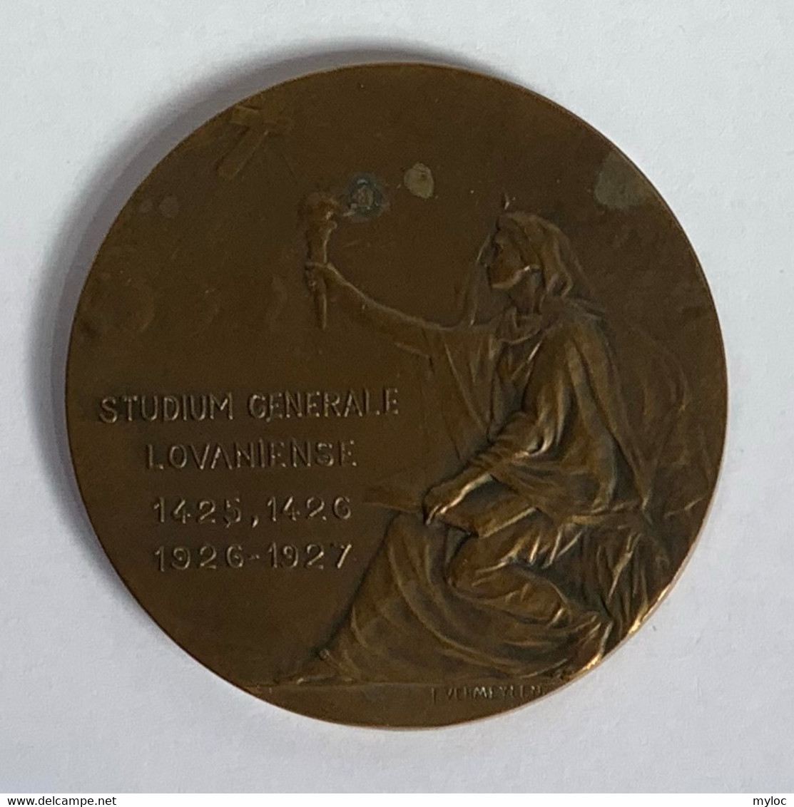 Médaille Bronze. Studium Generale Lovaniense 1425-1426 Et 1926-1927. A Condita Universitate Anno 5000. F. Vermeylen - Professionnels / De Société