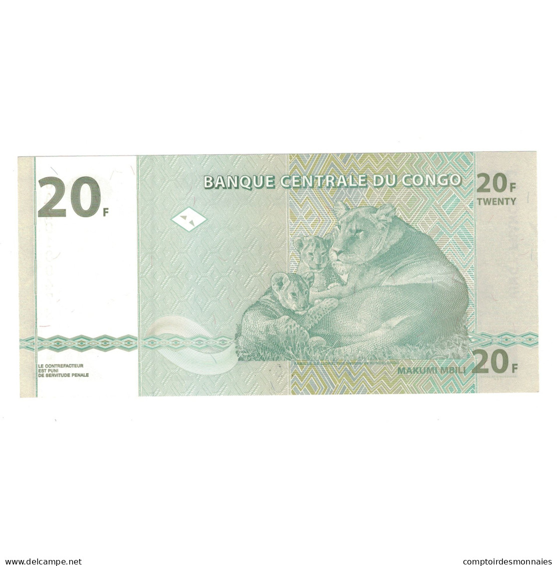 Billet, Congo Democratic Republic, 20 Francs, 2003, 2003-06-30, KM:94a, SPL - República Del Congo (Congo Brazzaville)