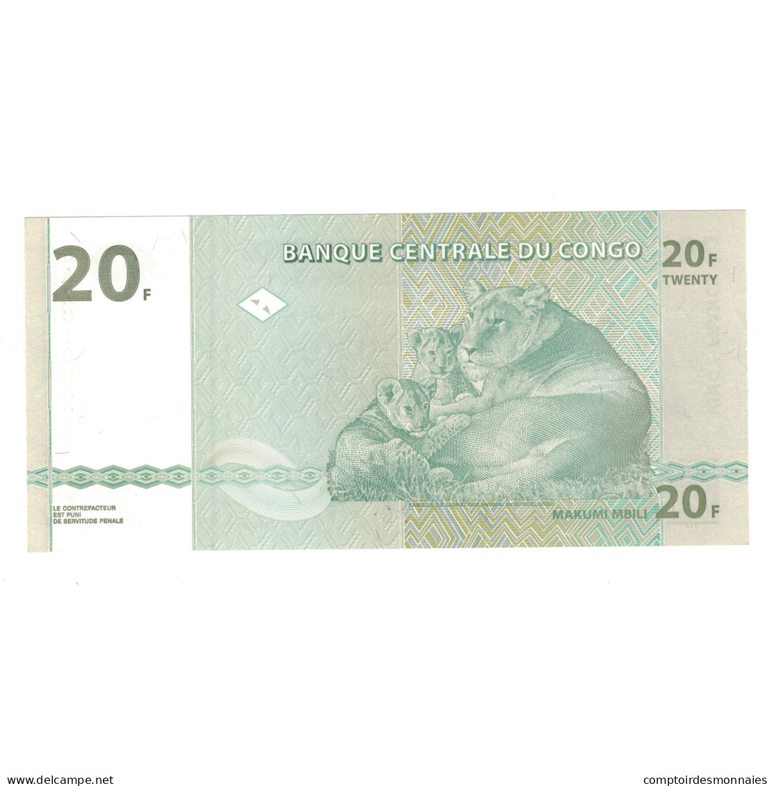 Billet, Congo Democratic Republic, 20 Francs, 2003, 2003-06-30, KM:94a, SPL - Republik Kongo (Kongo-Brazzaville)