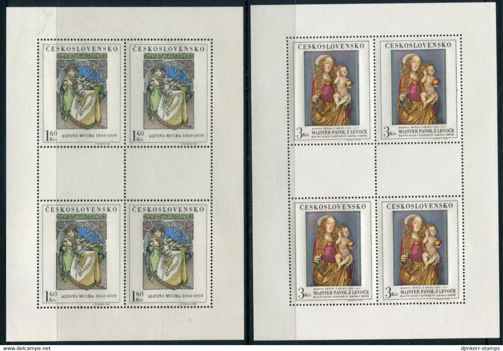 CZECHOSLOVAKIA 1968 National Gallery Paintings In Sheetlets Of 4 MNH / **  Michel 1839-43 Kb - Blocks & Sheetlets