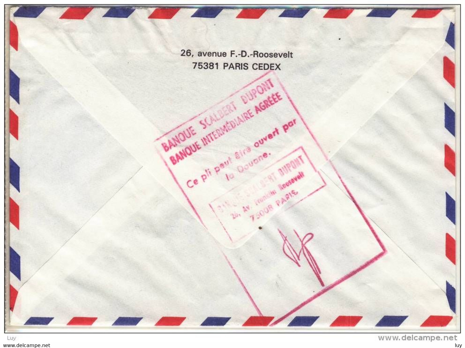 Lettre BANQUE Scalbert DUPONT, EMA   - RECOMMANDE Paris 08 , Par Avion Freistempel,red Meter Stamp - 1960-.... Brieven & Documenten