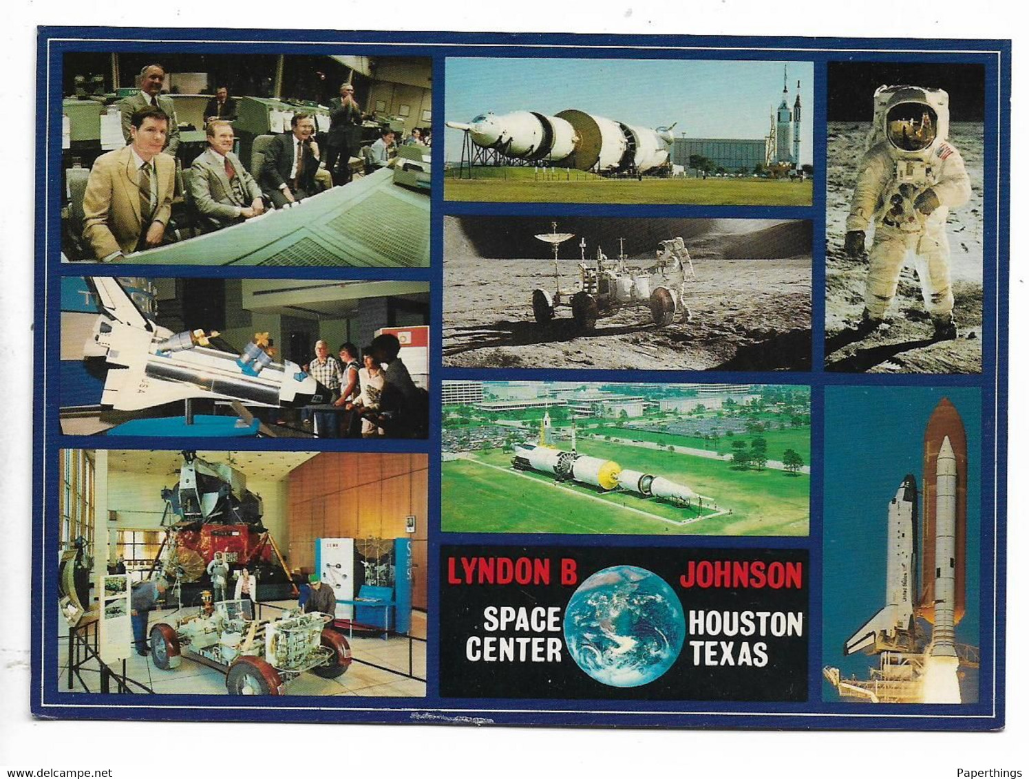 Postcard, AMERICA, LYNDON B JOHNSON, SPACE CENTER HOUSTON TEXAS. Rocket, Astronaut. - Astronomie