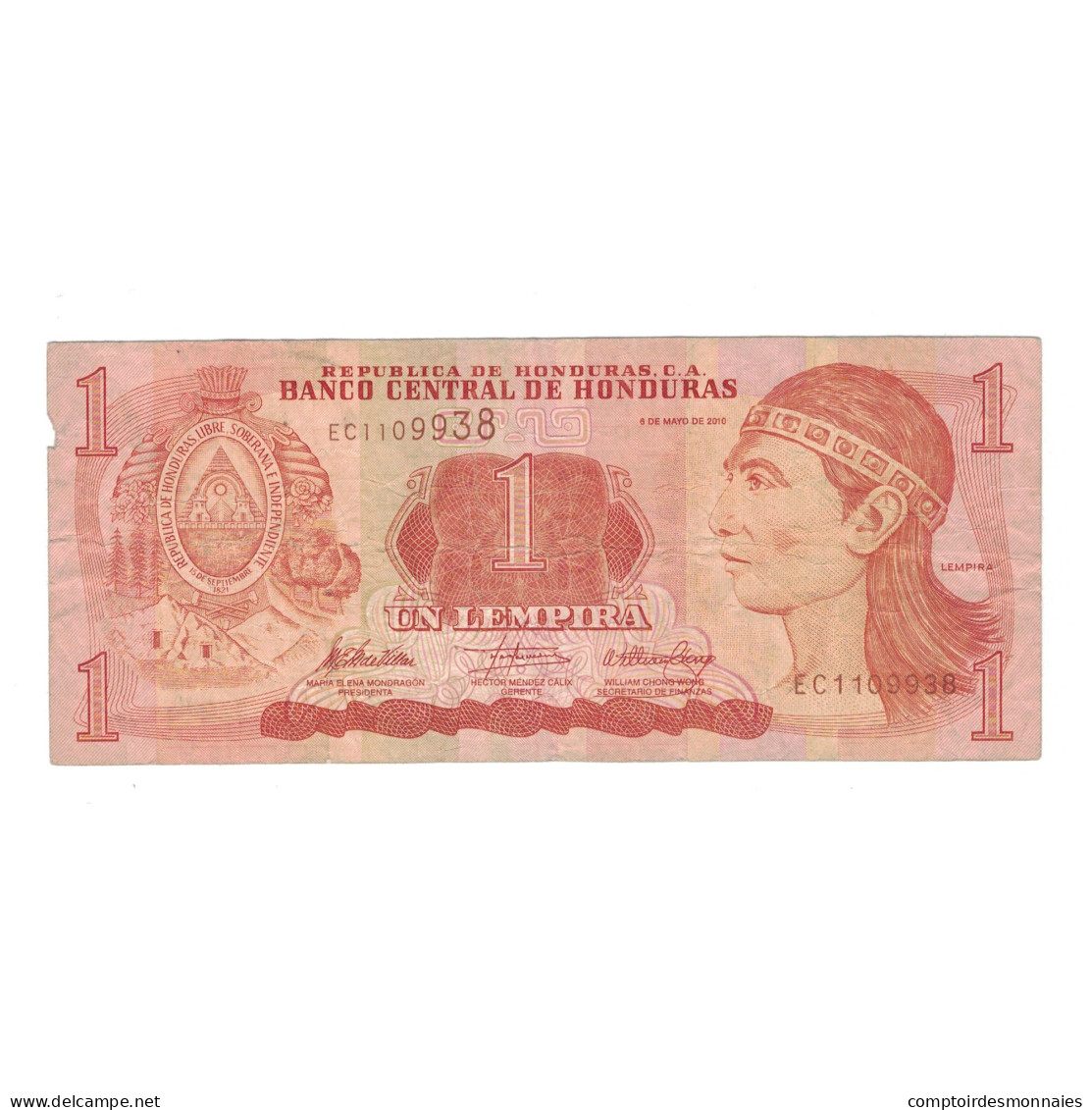 Billet, Honduras, 1 Lempira, 2010, 2010-05-06, KM:89b, TB - Honduras