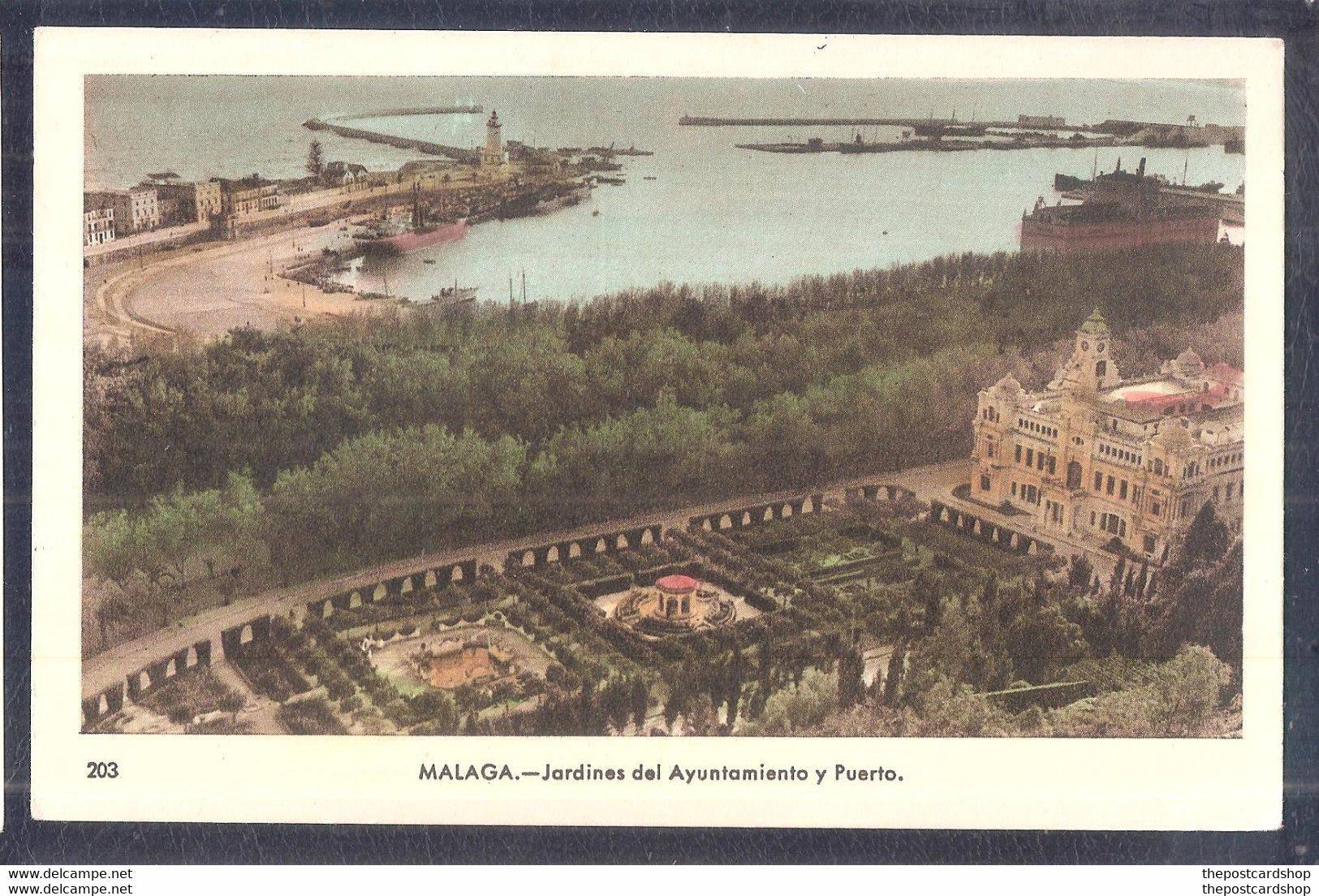 SPAIN MALAGA.MALAGA Jardines Del Ayuntamiento Y Puerto Aerial View Unused - Malaga