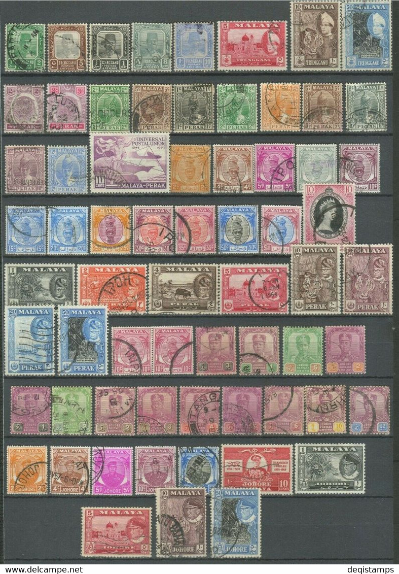 Malaya States - Perak, Trengganu & Johore 1891/1950 ☀ Used Lot - Penang