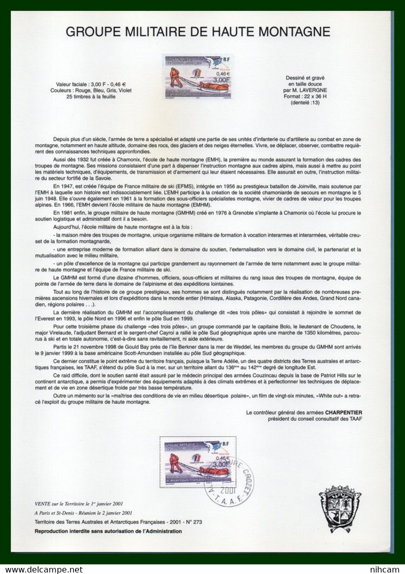 TAAF 12 Notices FDC 1.1. 2001 Crozet Bloc N° 6 + N° 287 à 297 TB 12 SCANS (à voir ! cote XX)