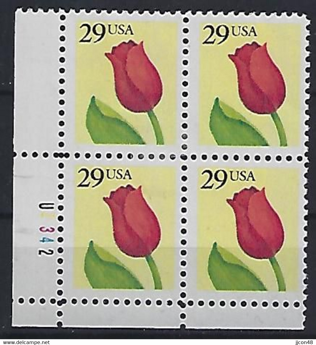 USA  1991  Tulip  (o) Mi.2125 A  Rf III ( Pl. Nr. U2342 ) - Plate Blocks & Sheetlets