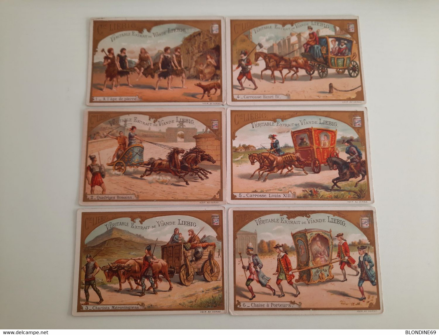 CHROMO  LIEBIG-SERIE A L'AGE DE PIERRE-QUADRIGES ROMAINS-CHARIOTS MEROVINGIENS Etc - Liebig