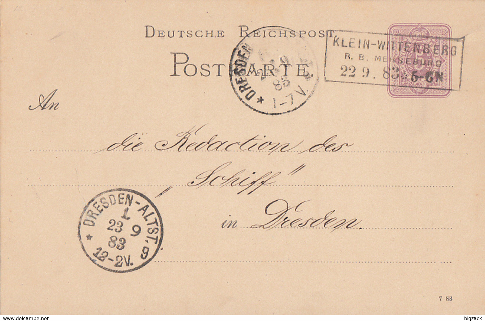 DR Ganzsache R3 Klein-Wittenberg R.B. Merseburg 22.9.83 - Brieven En Documenten