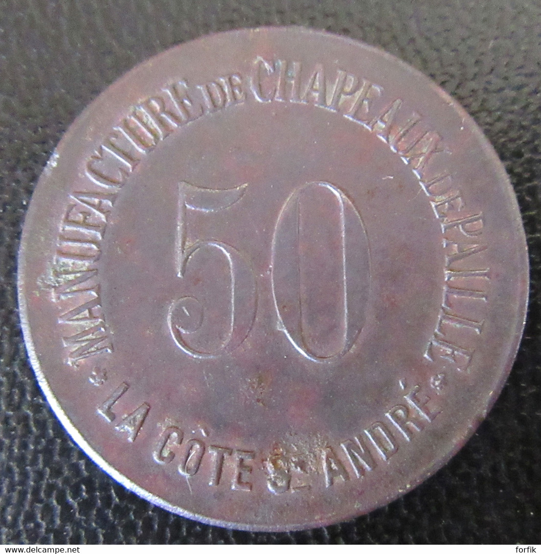 Jeton Monétaire 50c De La Manufacture De Chapeaux De Pailles De La Côte Saint André (Isère) - Revers Au B - Notgeld