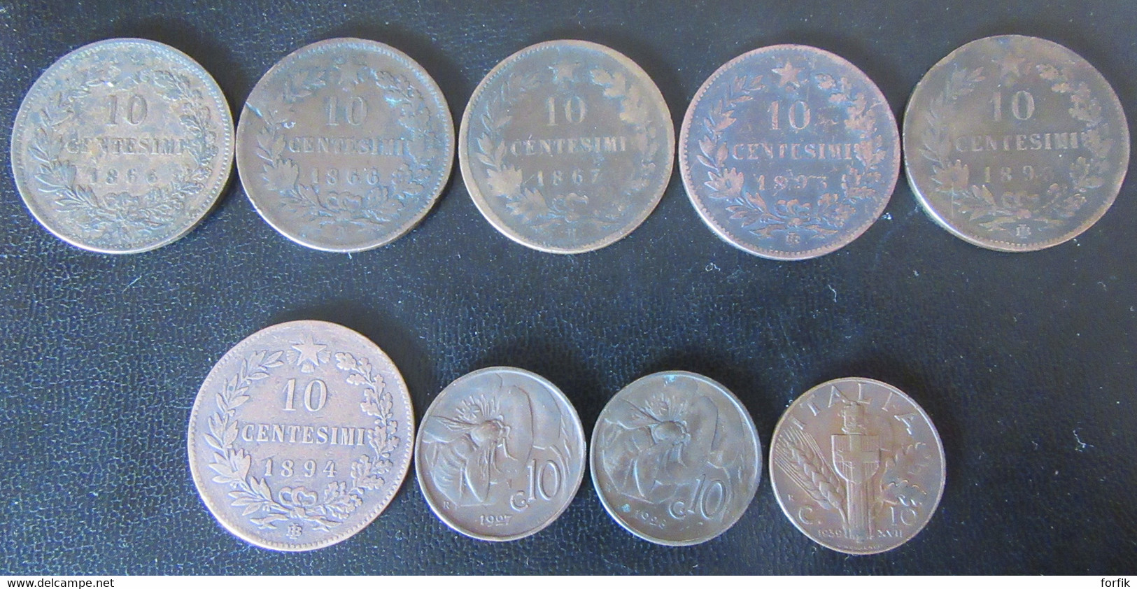 Italie / Italia - 9 Monnaies 10 Centesimi Entre 1866 Et 1939 - Collections