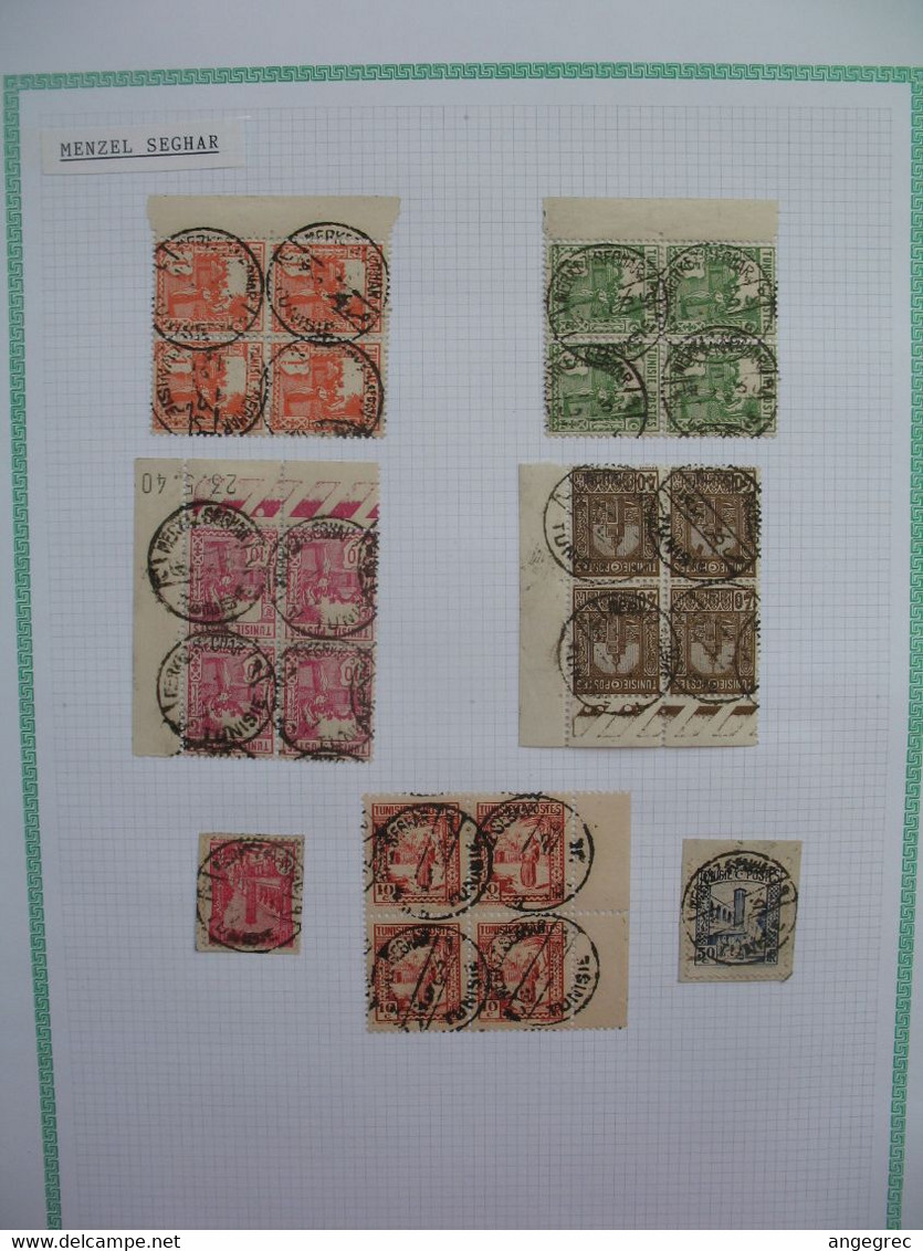 Tunisie Oblitération Bilingue Choisies, Lot De Timbres,  Menzel Seghar  à Voir Bloc De 4 Dont Coin Daté 23/5/1940 - Used Stamps