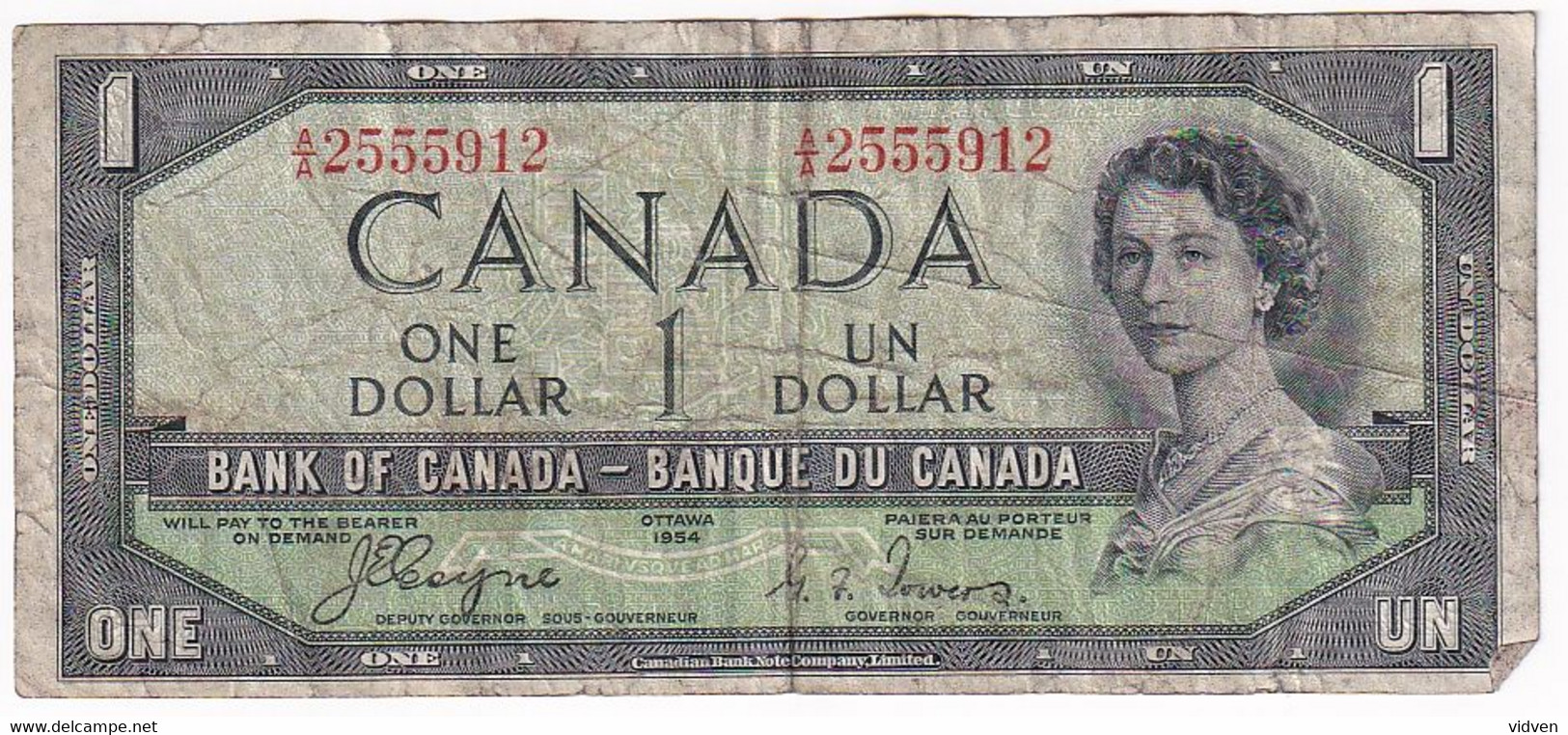 CANADA 1 DOLLAR BANKNOTE 1954 - Canada