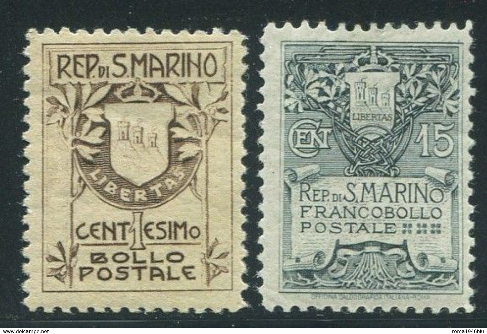 SAN MARINO 1907 STEMMA SERIE CPL. 2 VALORI ** MNH - Ungebraucht