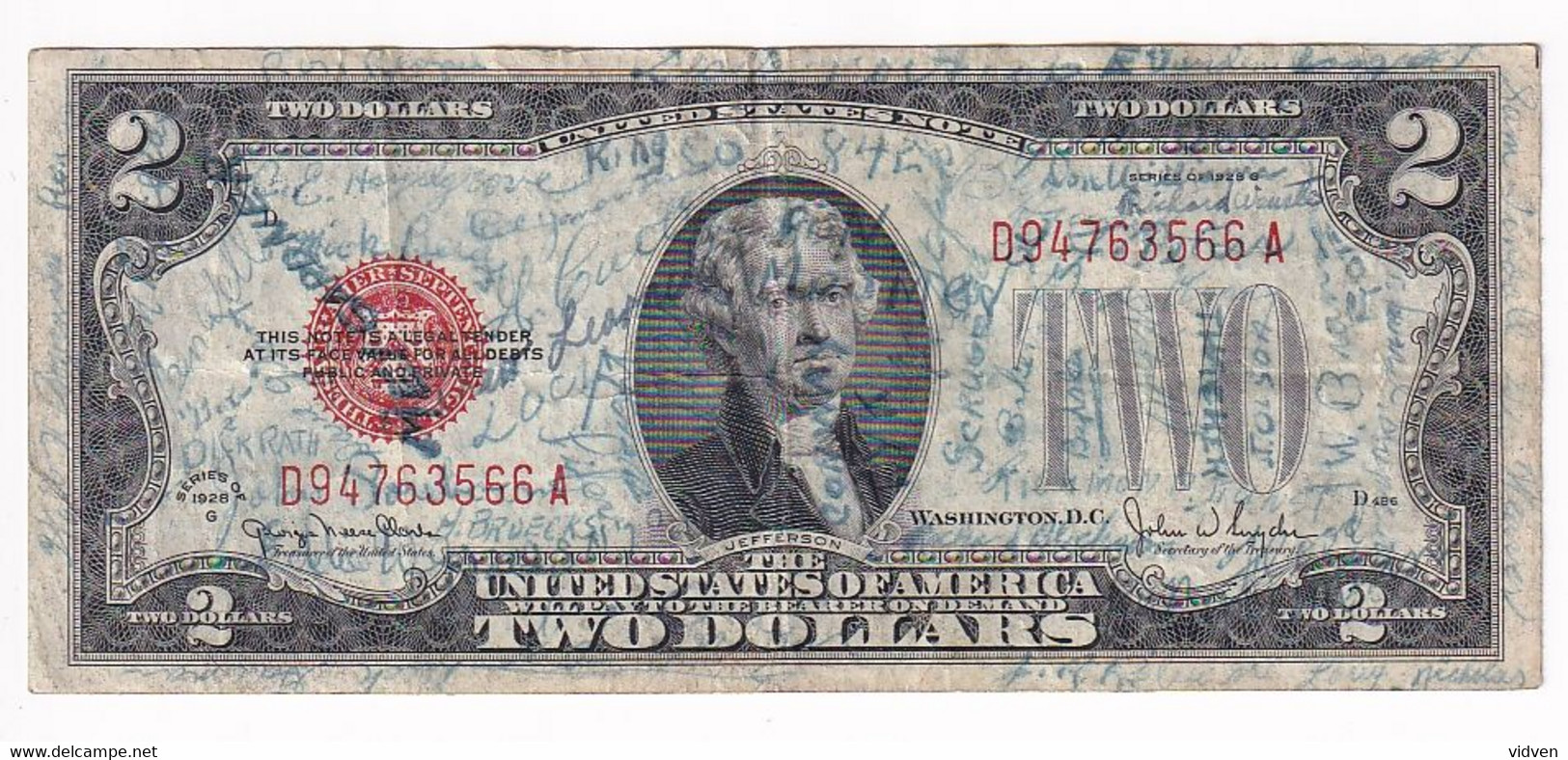 USA - $2 DOLLARS 1928 - Billets Des États-Unis (1928-1953)