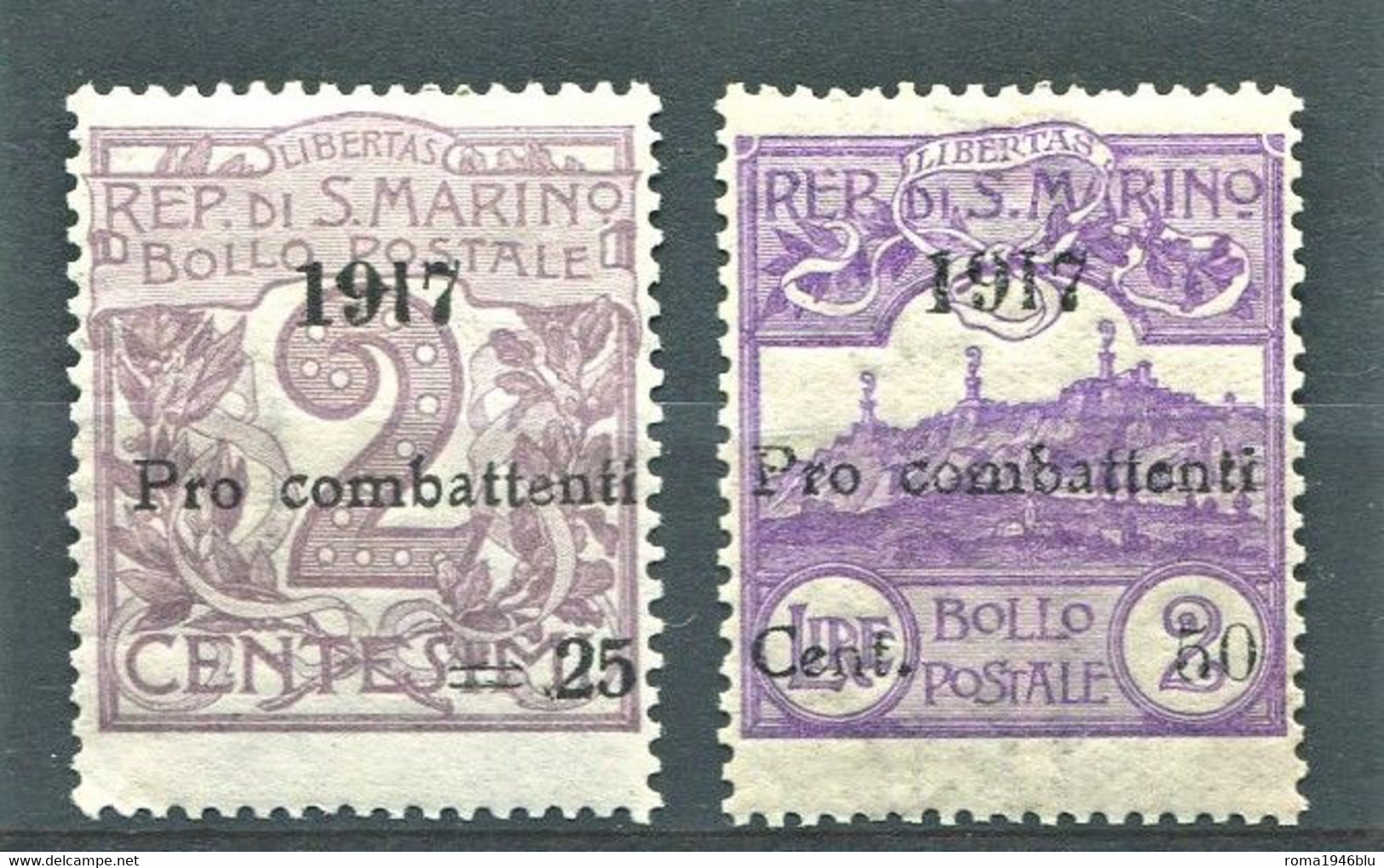 SAN MARINO 1917 PRO COMBATTENTI ** MNH CENTRATO - Unused Stamps