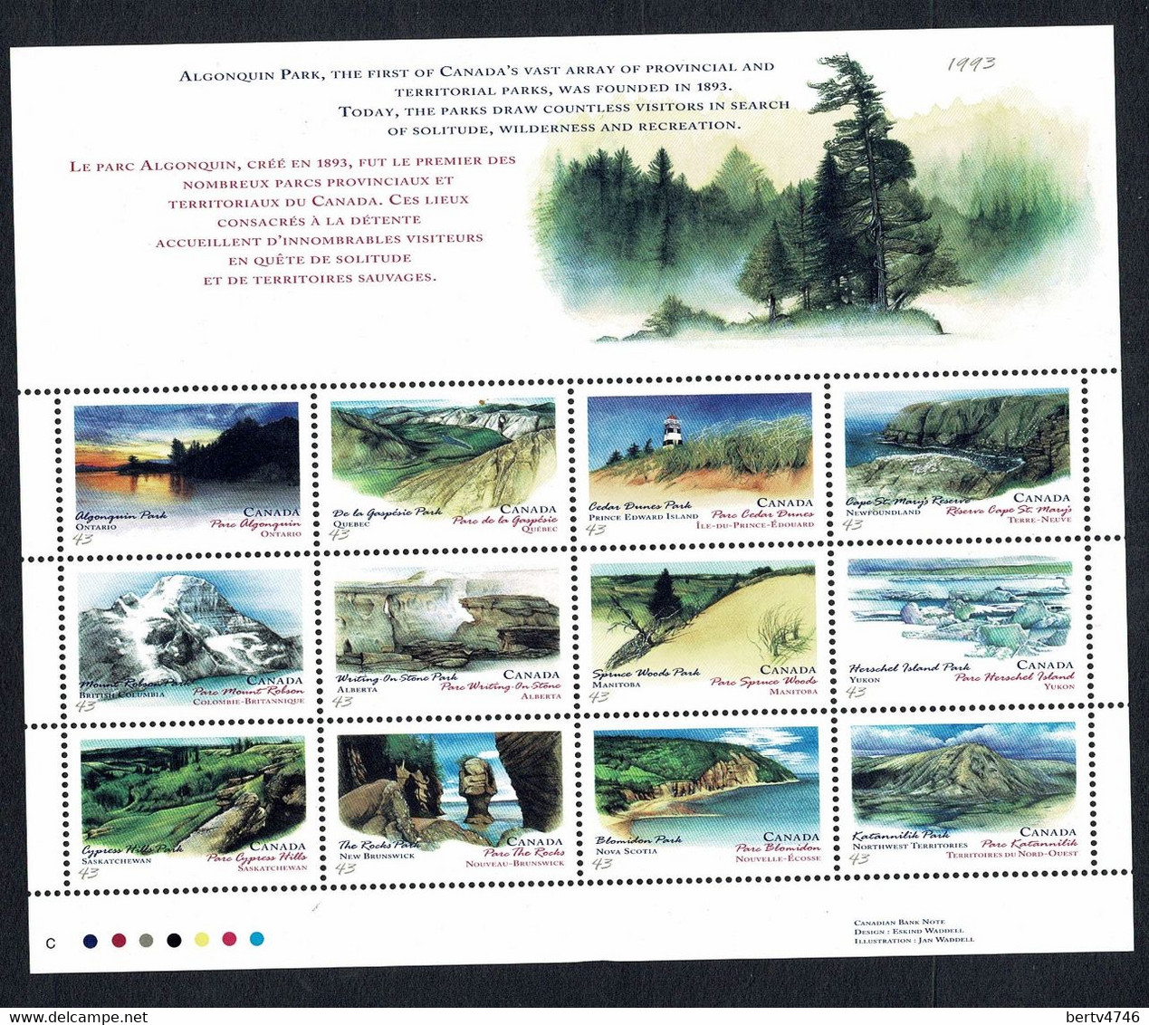 Canada  1993  -  Yv. 1316/27**, Algonquin Park, First National Park Founded In 1893  MNH - Blocks & Sheetlets