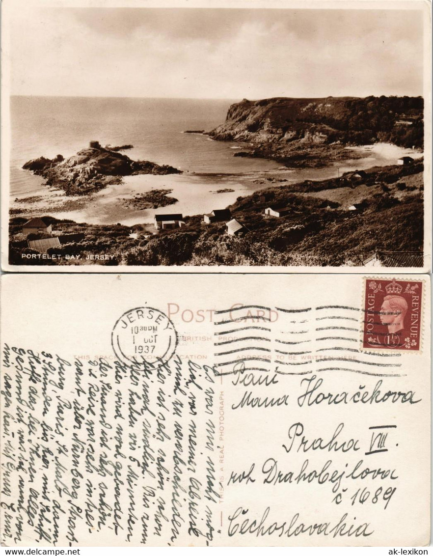 Postcard Jersey PORTELET BAY, JERSEY 1937 - Sonstige & Ohne Zuordnung