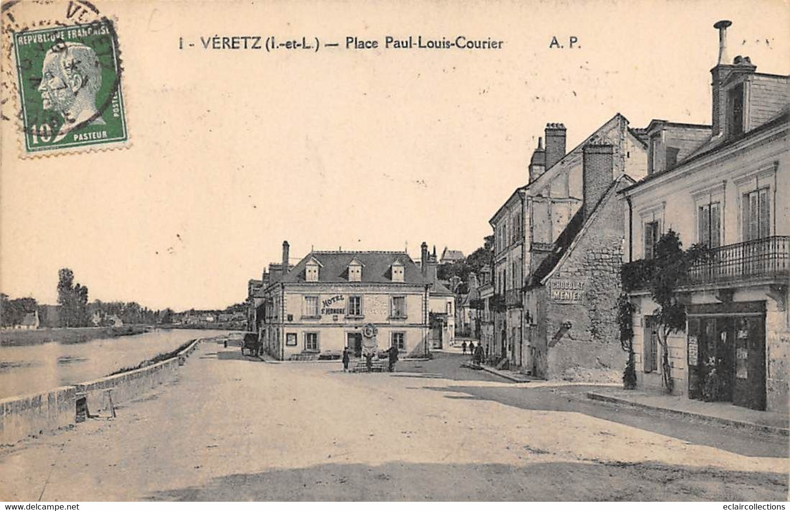 Veretz       37           Place   P.L. Courrier Et Hôtel Saint Honoré    (voir Scan) - Other & Unclassified