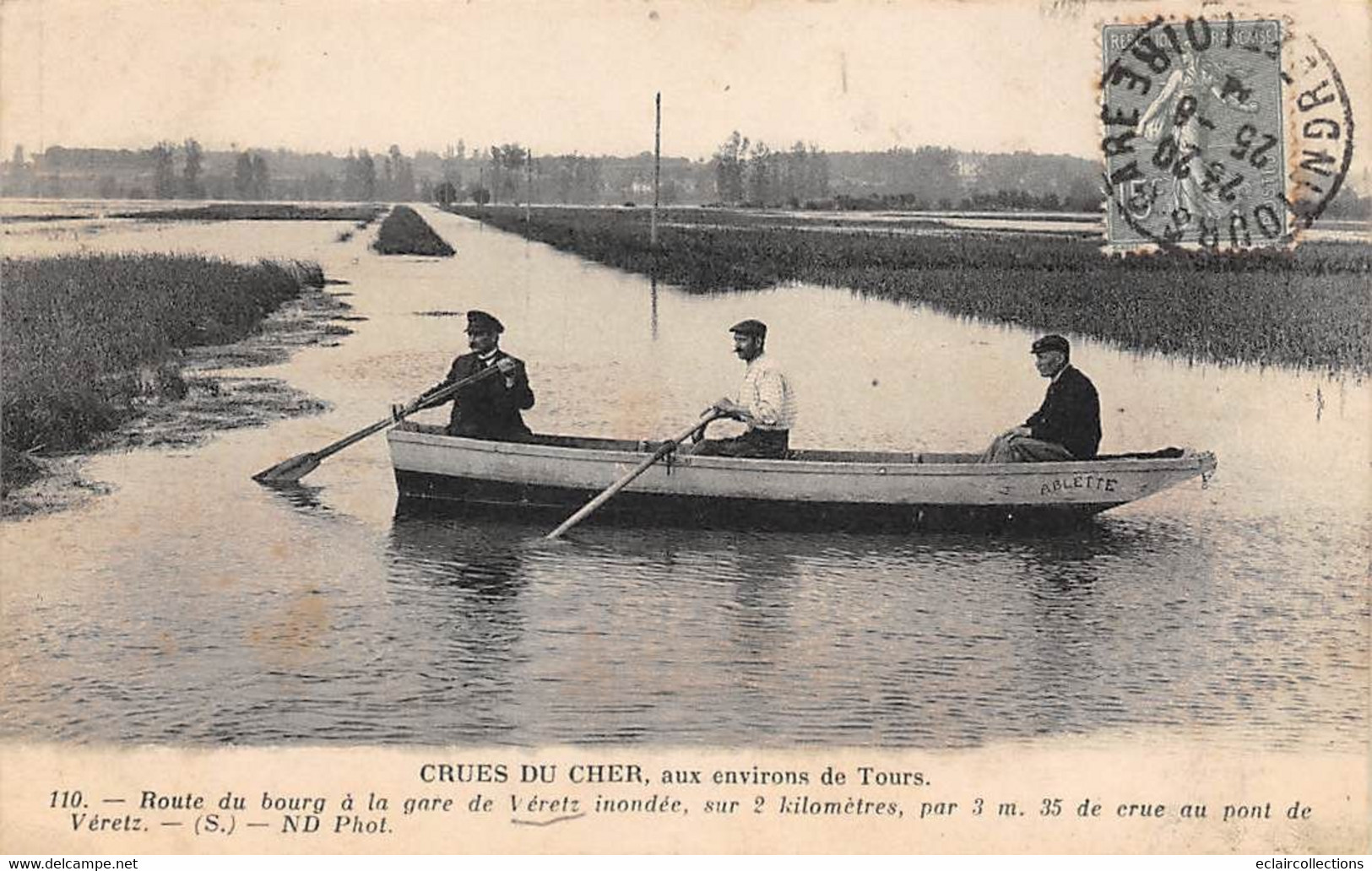 Veretz       37            Crue Du Cher. Route Du Bourg A La Gare . Barque     (voir Scan) - Andere & Zonder Classificatie