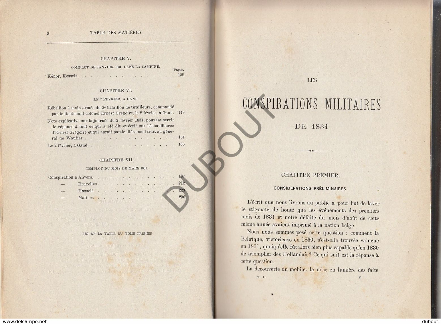 Les Conspirations Militaires De 1831 -A. Eenens  - Bruxelles , C. Muquardt 1875 (S153) - Anciens