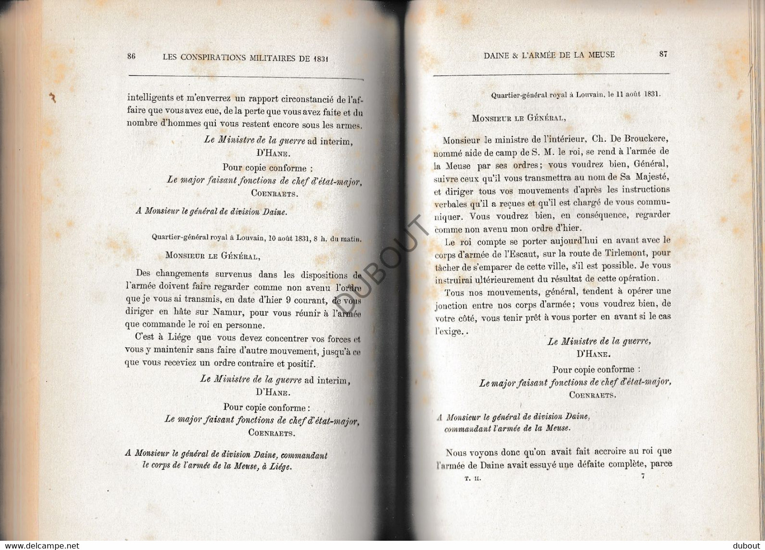 Les Conspirations Militaires De 1831 -A. Eenens  - Bruxelles , C. Muquardt 1875 (S153) - Anciens