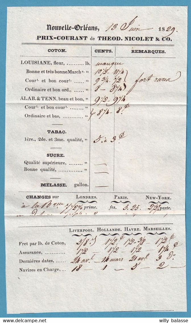 Lac De New Orléan 1829 Càd /LE HAVRE Pour Paris + "5"  + Bateau Gibraltar (texte Sur Le Tabac) - …-1845 Vorphilatelie