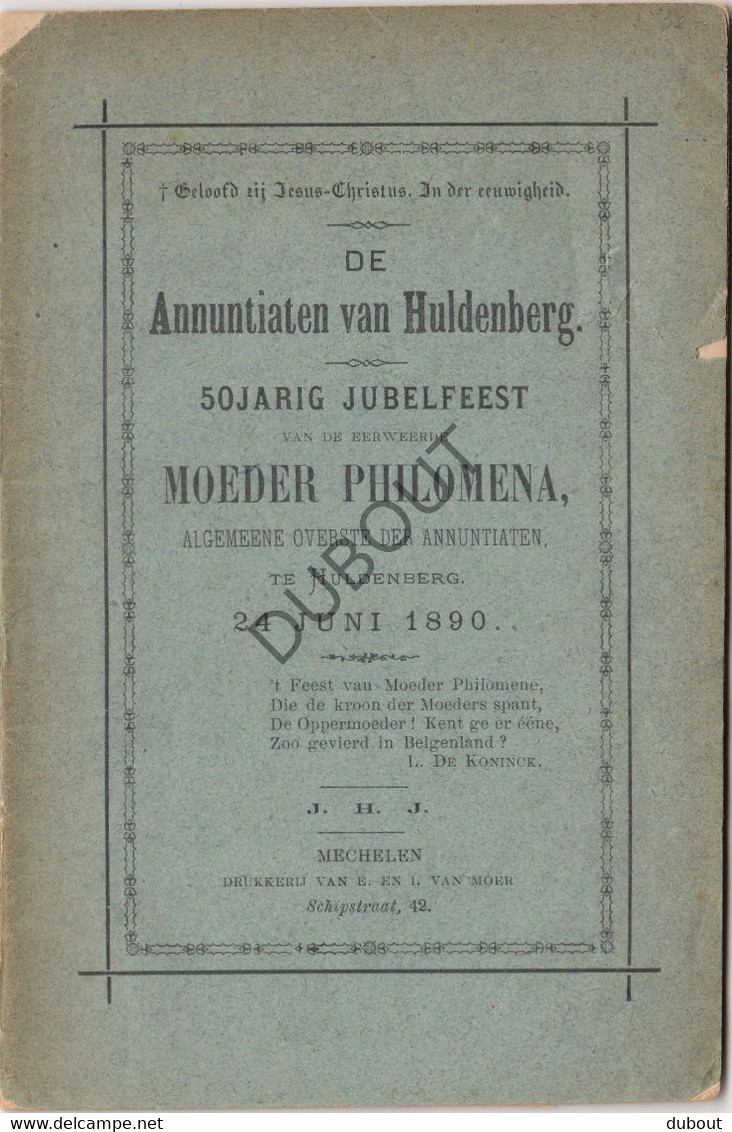 HULDENBERG - De Annuntiaten - 50j Jubelfeest Moeder Philomena 1890 - Mechelen  (V490) - Anciens