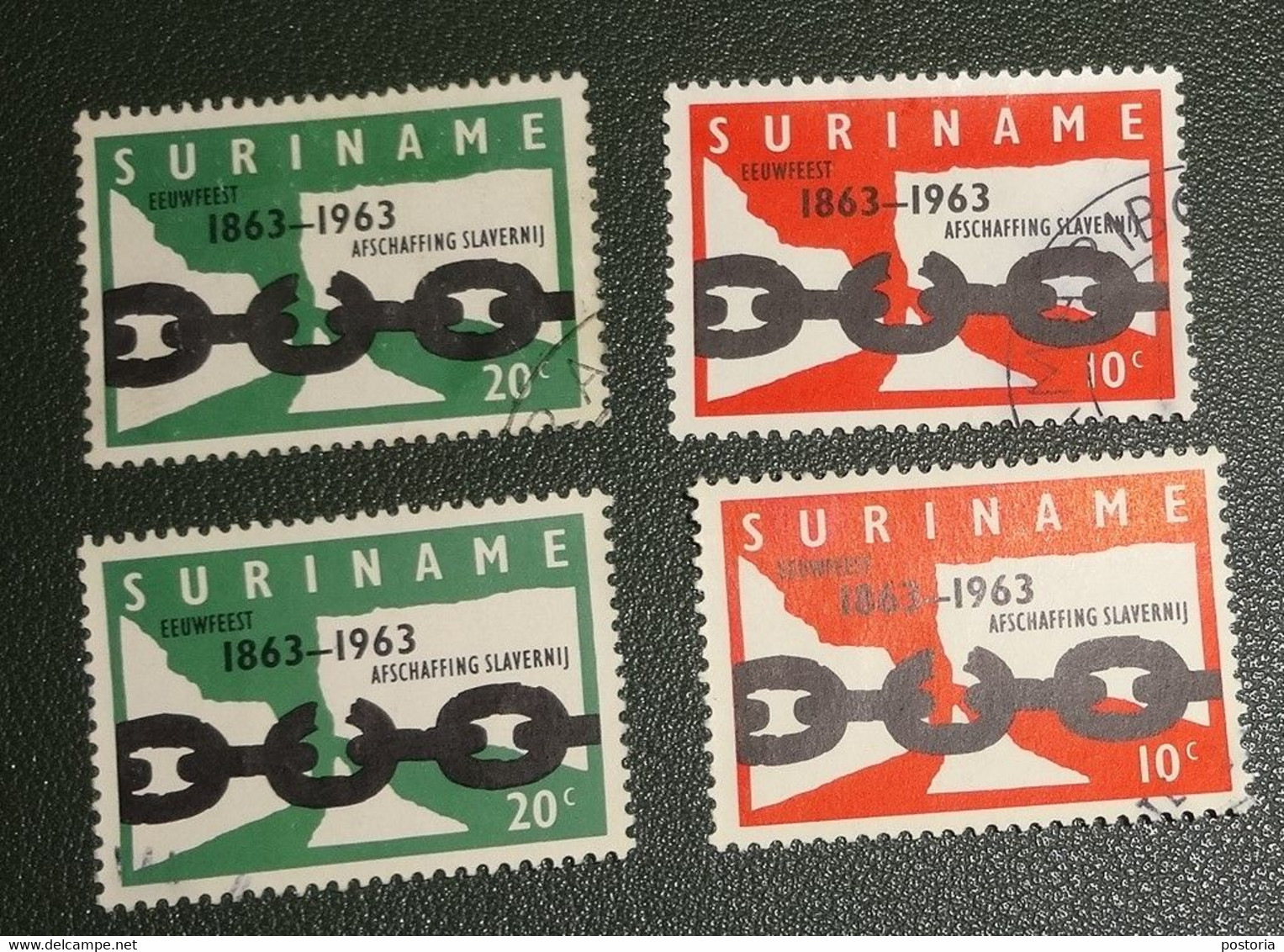 Suriname - NVPH - 396 T/m 397 - 1963 - Gebruikt - Cancelled - 2 X - 100 Jaar Afschaffing Slavernij - Suriname ... - 1975