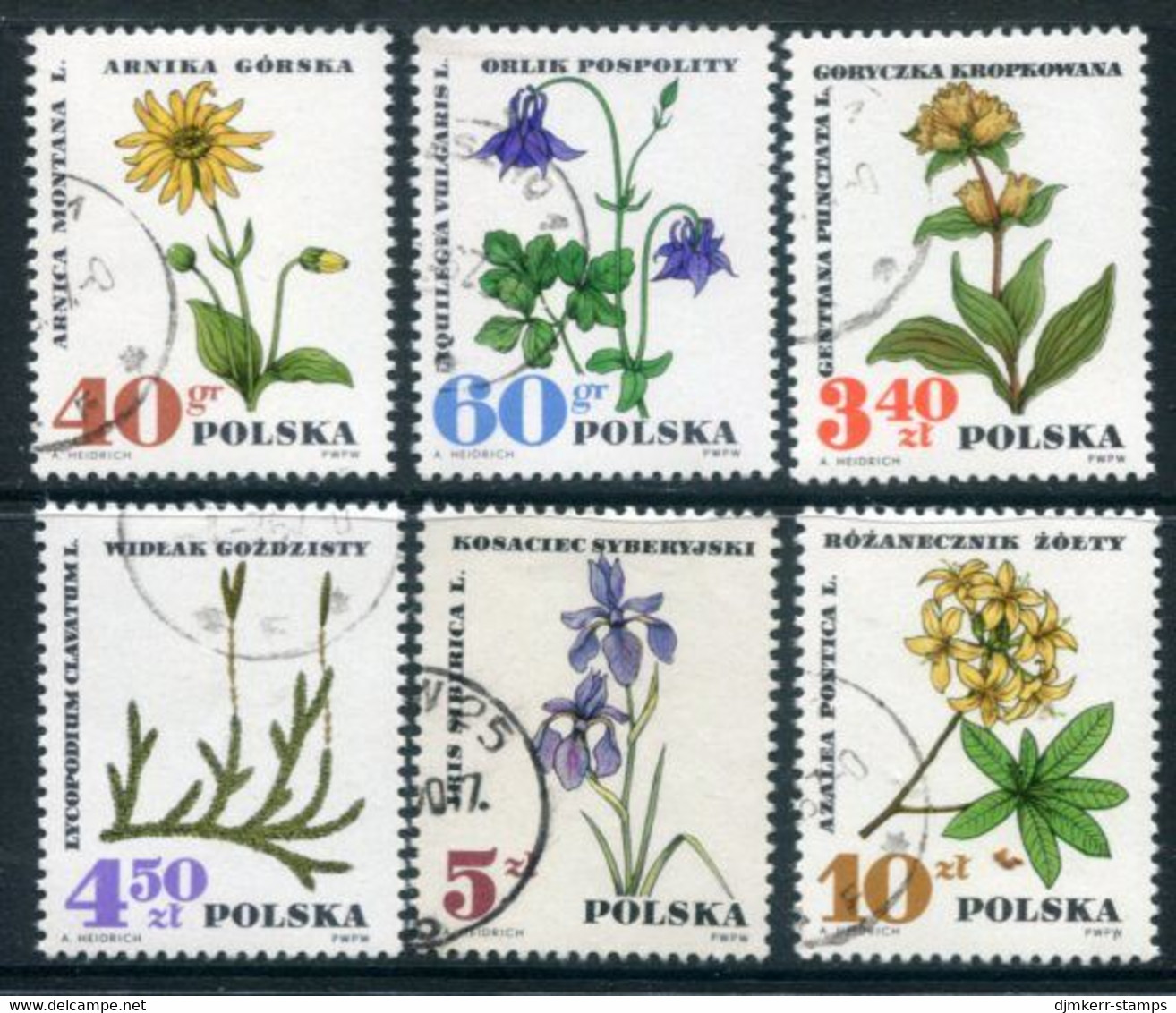 POLAND 1967 Medicinal Plants Used.  Michel 1770-75 - Oblitérés