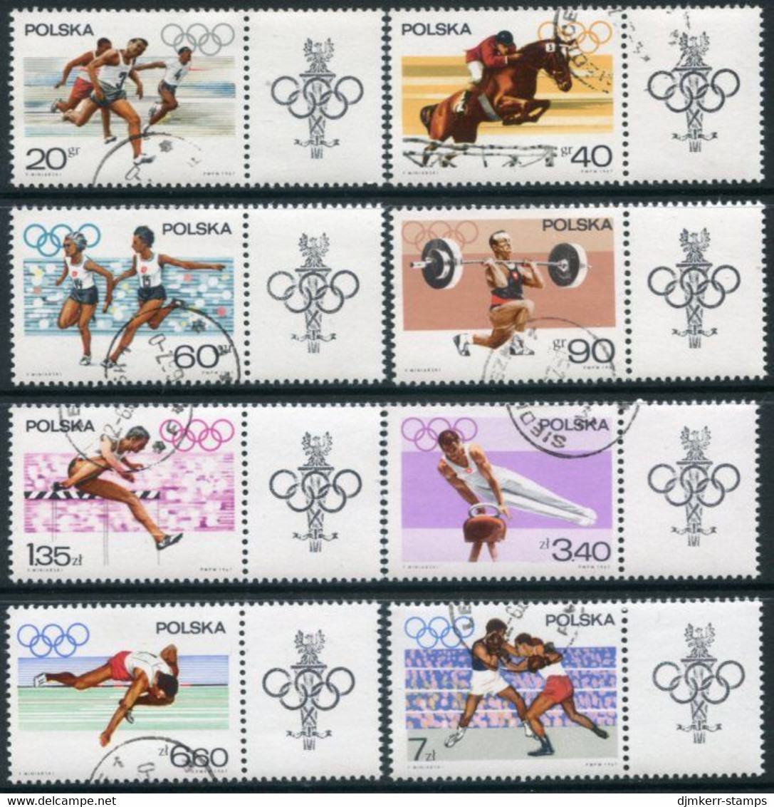 POLAND 1967 Olympic Sports With Labels Used.  Michel 1761-68 Zf - Used Stamps