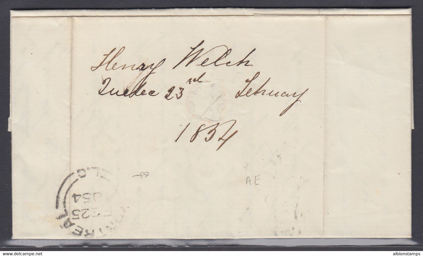 Canada 1854 Stampless Folded Letter, Quebec Fancy "3" To Montreal - ...-1851 Prefilatelia