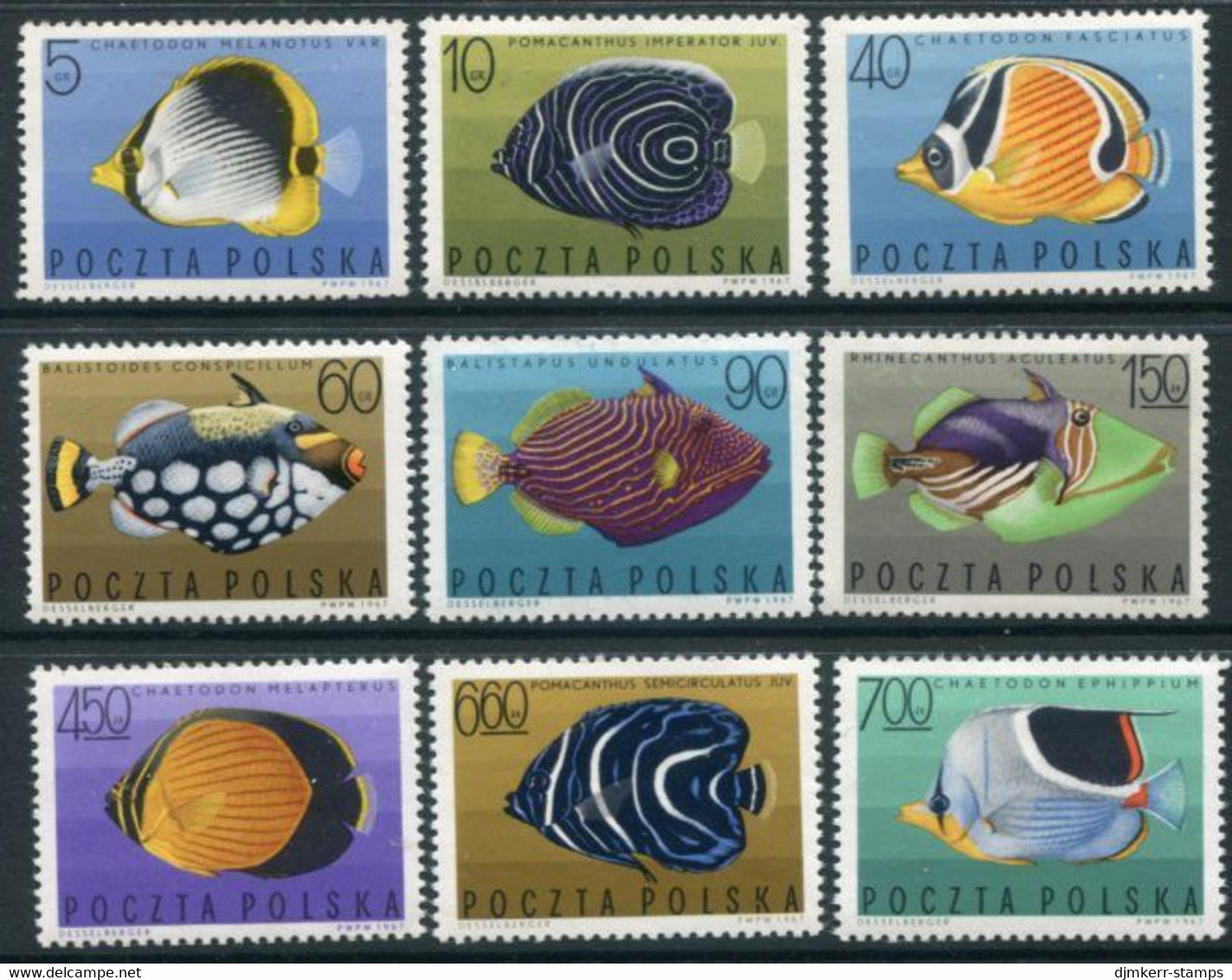 POLAND 1967 Tropical Fish MNH / **.  Michel 1745-6 - Unused Stamps
