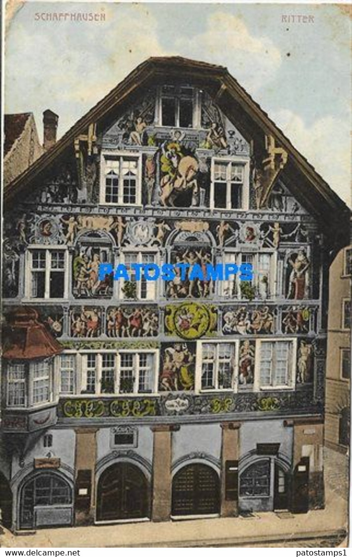 171501 SWITZERLAND SCHAFFHAUSEN BUILDING RITTER DAMAGED CIRCULATED TO ARGENTINA POSTAL POSTCARD - Hausen Am Albis 