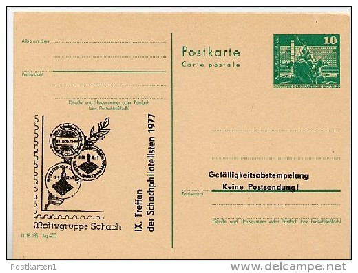 DDR P79-1d-77 C37-d Postkarte PRIVATER ZUDRUCK ADRESSFELD Schach Frankfurt/Oder 1977 - Cartes Postales Privées - Neuves