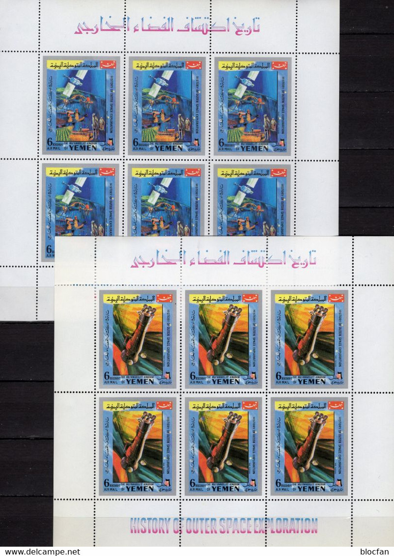 Weltall Zukunft 1970 Jemen 891+892 2x6KB ** 12€ Kosmos Spacelab Bloc History Space Exploration M/s Sheetlets Bf KD Yemen - Etats-Unis