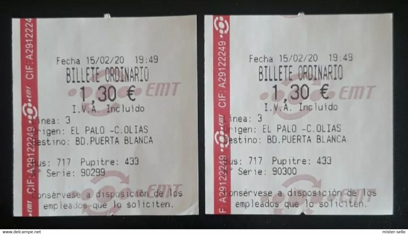 ESPAÑA - MÁLAGA. 2 TICKETS DE AUTOBÚS - BUS. - Europa