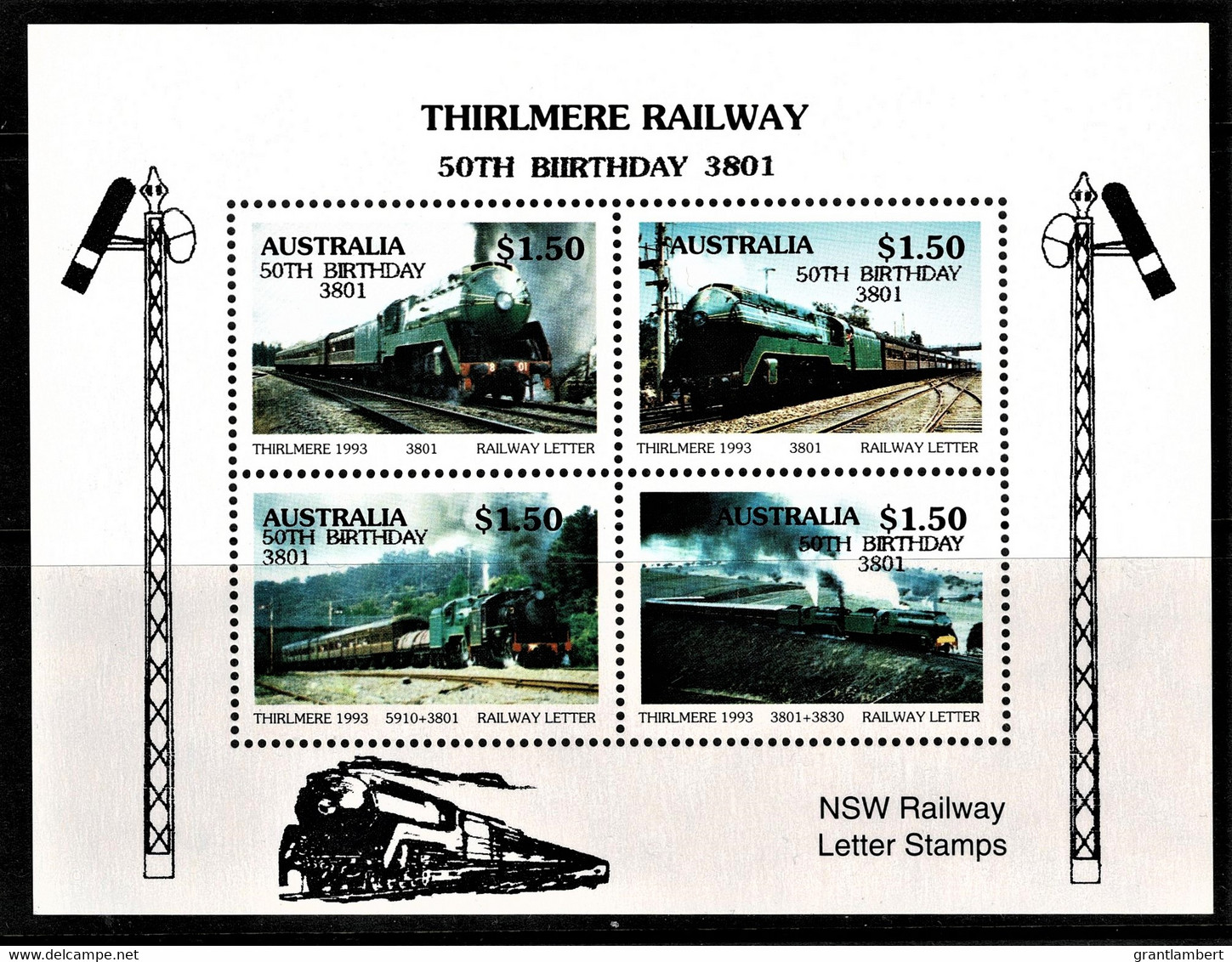 Australia 1993 Thirlmere Railway 50th Birthday Cinderella Sheetlet MNH - Cinderellas